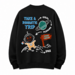 Męska Bluza3D Oversize Czarna z Nadrukiem Kosmicznym Streetwear Astro - obrazek 4